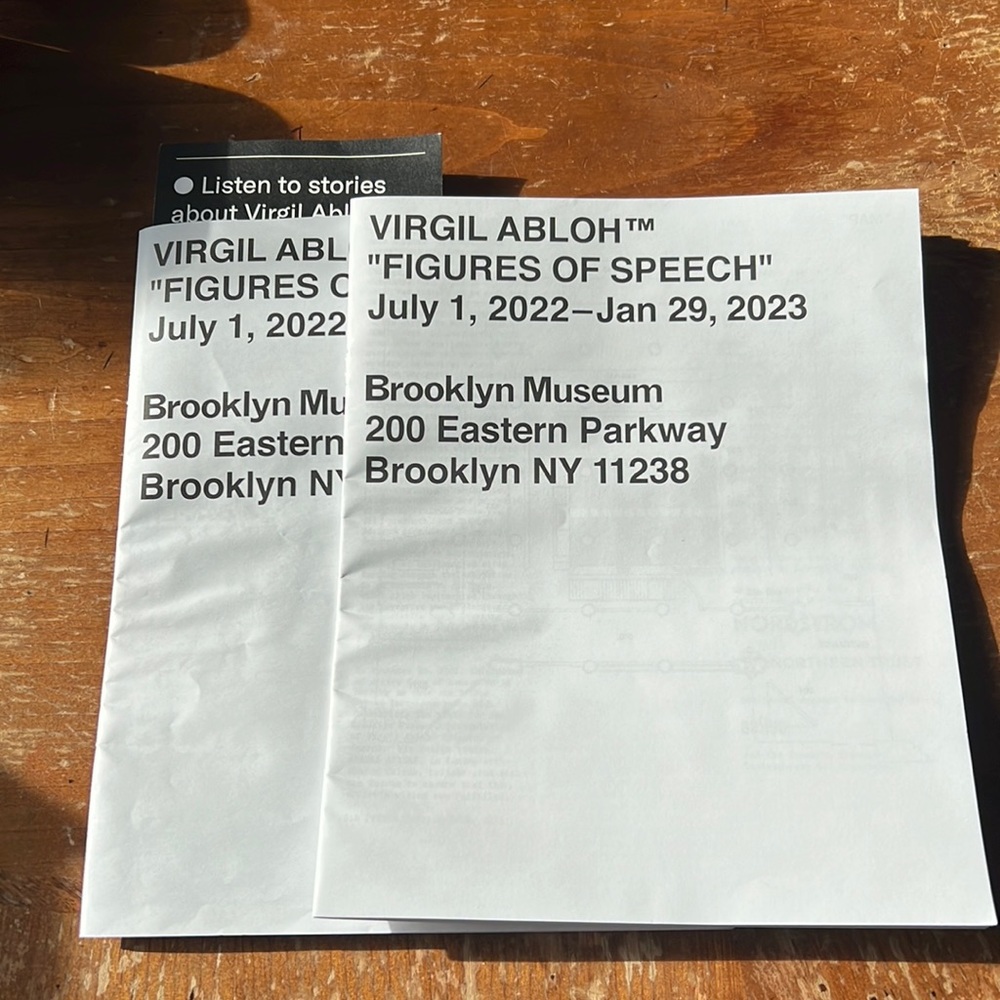 Virgil Abloh “Figures of speech” BK museum info pamphlets and bag.